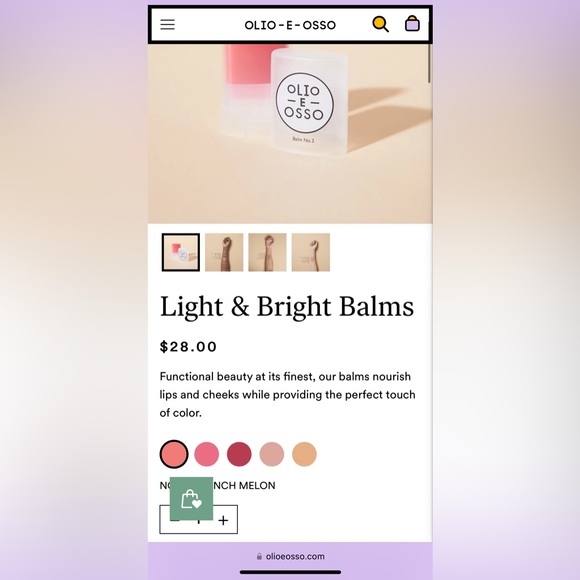 olio e osso Makeup Lip Cheek Blush And Lip Balm In French Melon